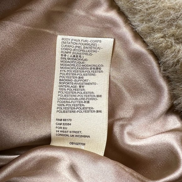 Anthropologie Ombre Faux Fur Pale Pink and Cream Botton Front Jacket Size XS - Picture 6 of 6